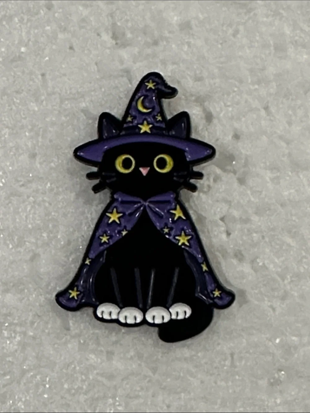 Black Cat Witch Enamel Pin - Purple Star Cloak